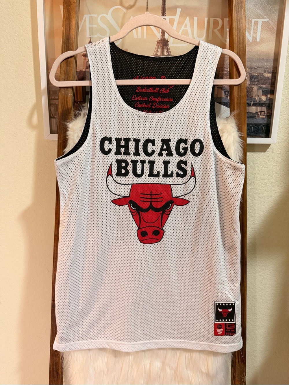 NBA Chicago Bulls White Red Mesh Jersey Tank Top
